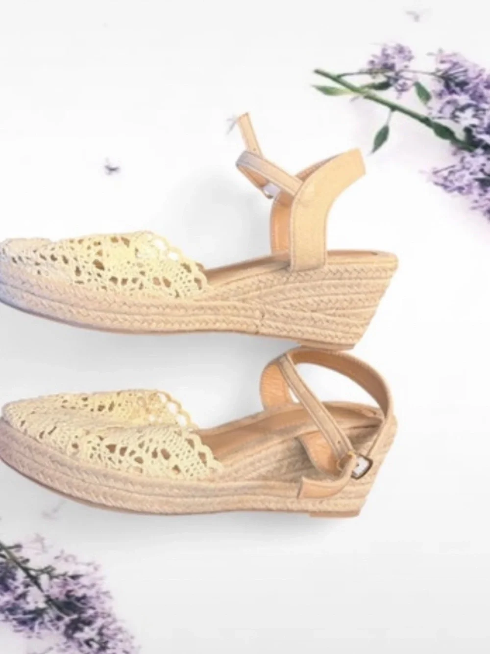 Cream Crochet Espadrilles Sandals